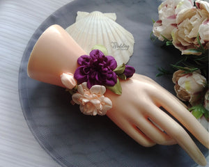Bracelet de mariage fleurs champêtres, Corsage de poignet demoiselle d'honneur