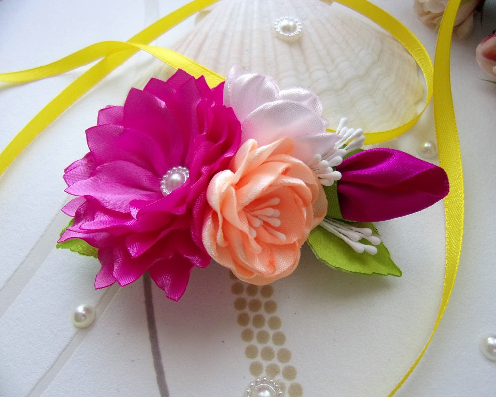 Barrette française florale pour mariage champêtre, Pince cheveux fleurs