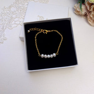 Bracelet de mariage en perles d'eau douce, Bracelet de mariée en perles naturelles