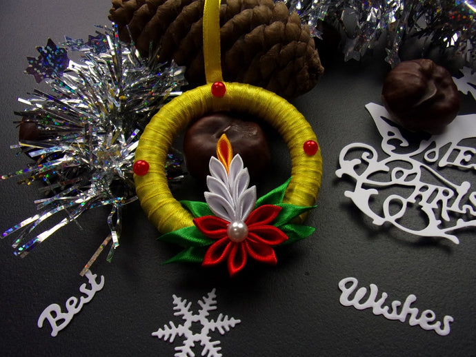 Ornement bougie de Noël, Décoration Réveillon Noël, Suspension pour sapin