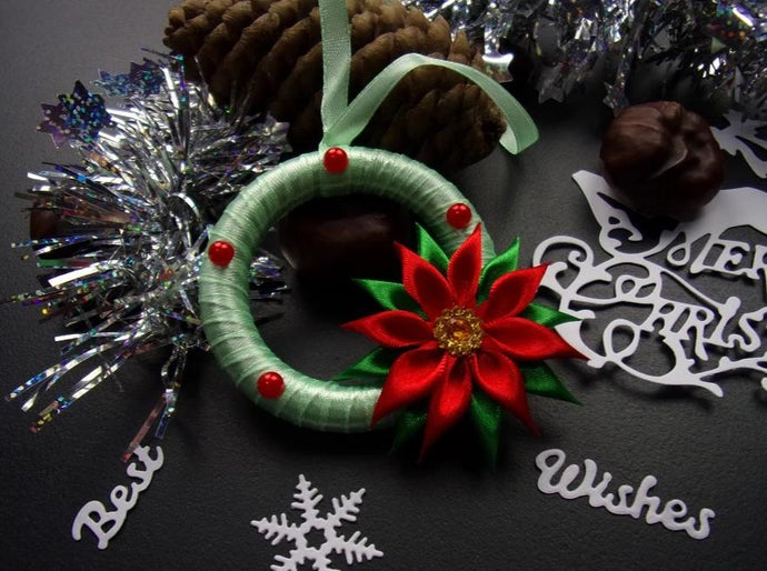 Suspension pour sapin étoile de Noël, Décoration Réveillon, Ornement de Noël, Poinsettia